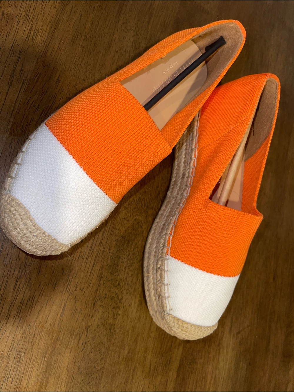 Orange and White Women's Canvas Espadrilles Wedge